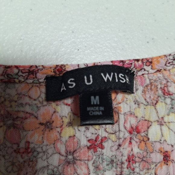 As U Wish Romper Pink Floral Girls Medium Shorts Cap Sleeve - Picture 5 of 7